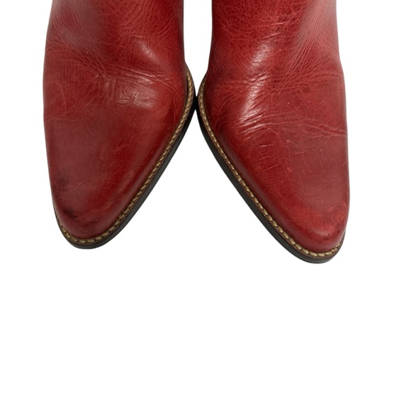 Steven Red Leather Cowboy Cowgirl Western Boots - Picture 9 of 16